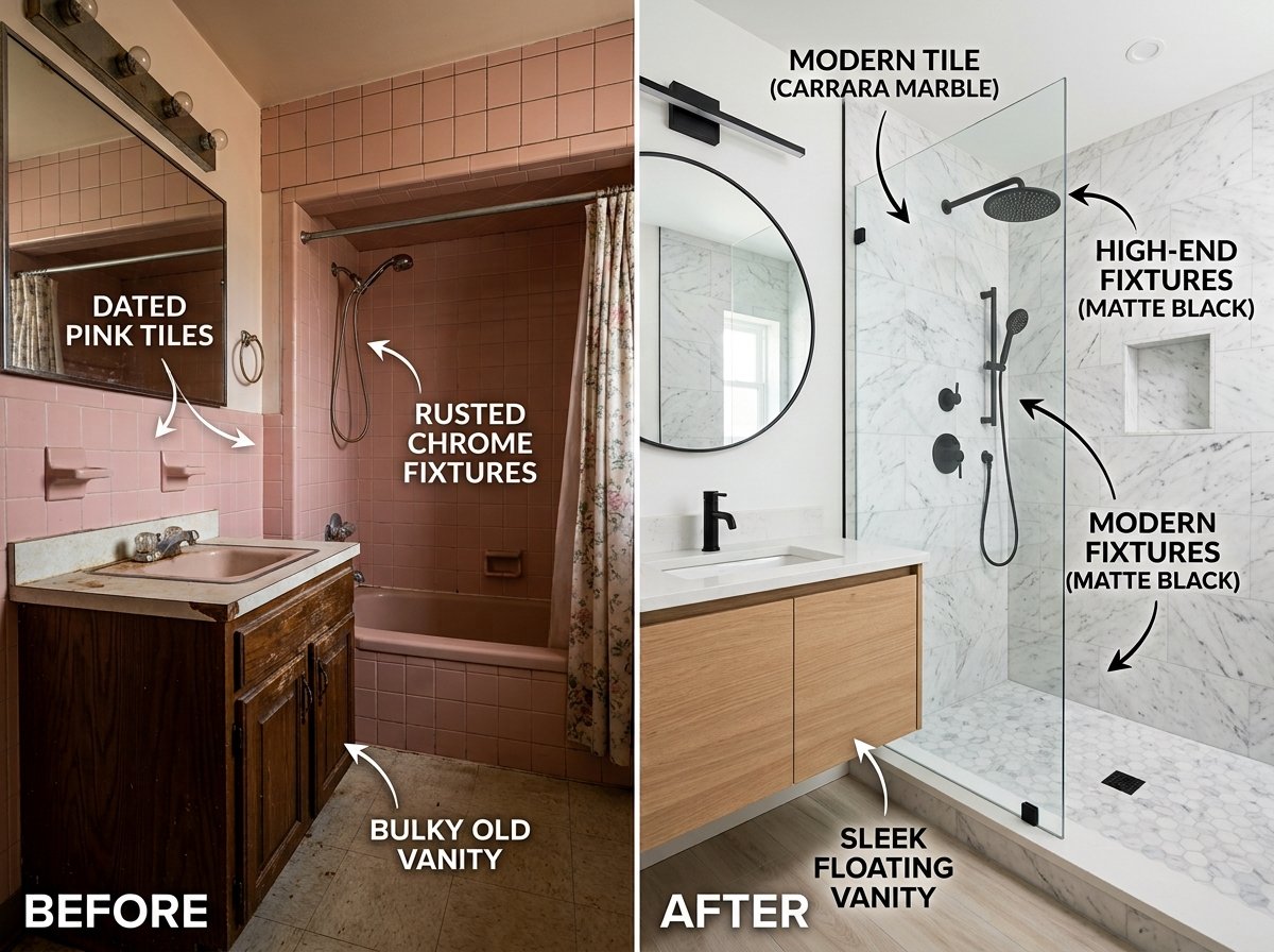 Bathroom before and after renovation comparison
