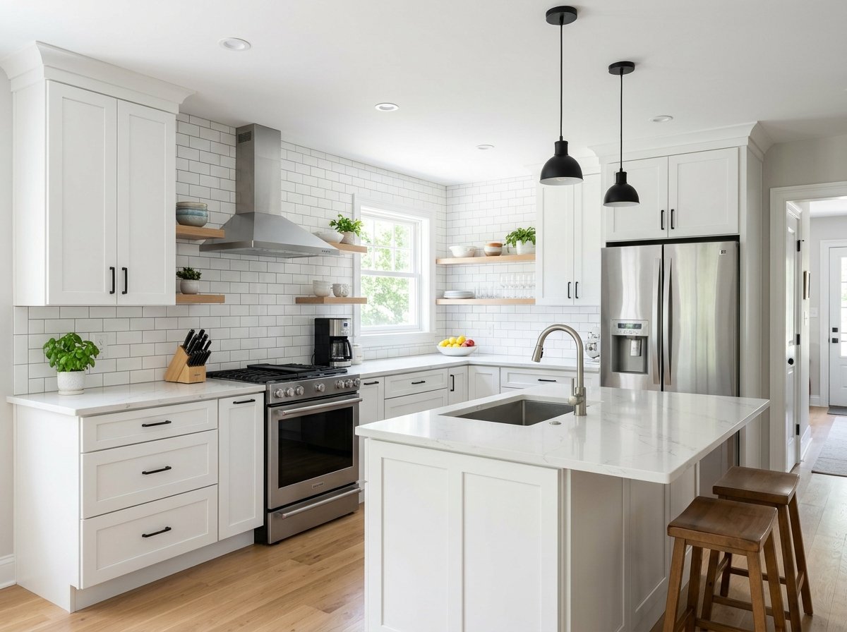 A modern, light-filled kitchen after presentation work