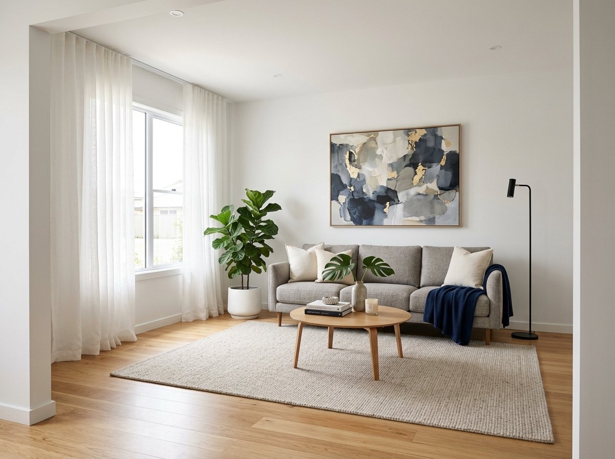 A bright, professionally staged living room